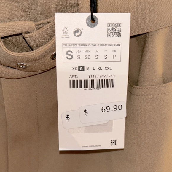 BNWT ZARA TAN BELTED PANTS/ S❤️ - Picture 6 of 8